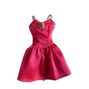 Vintage Barbie Party Dress with pink rose accent.